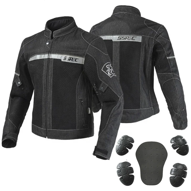 

SSPEC Demin Men Motorcycle Jacket Motorbike Riding Jacket Motorcycle Full Body Protective Gear Armor Autumn Winter Moto Clothing