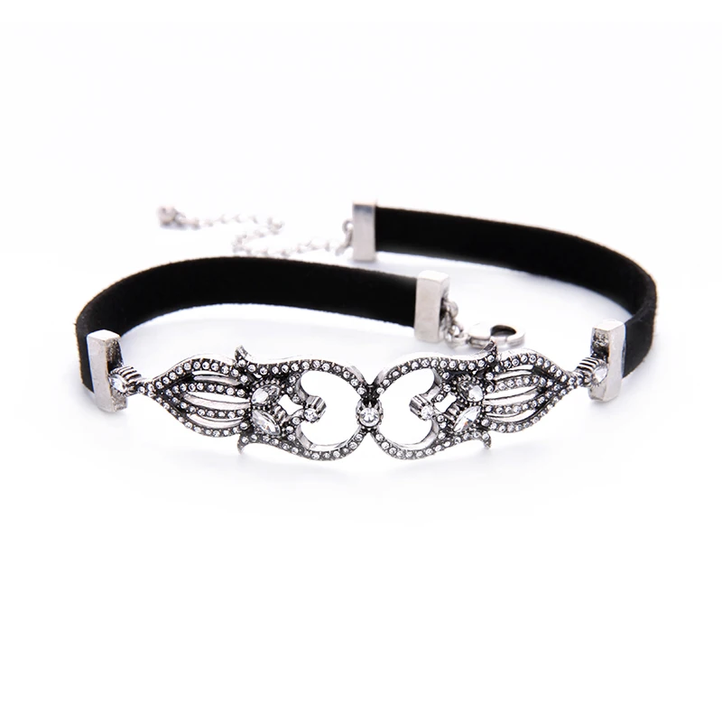 

xl00745b Wholesale Flower Statement Jewelry Drop Shipping Fashion Black Choker Necklaces Set, As picture