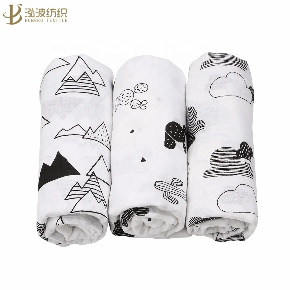 

Cotton Modern Black Muslin Swaddle