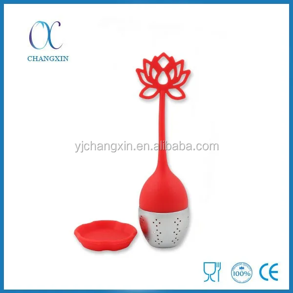 Silicone Tea Infuser Flower Lid Handle Stainless Steel Strainer Mesh