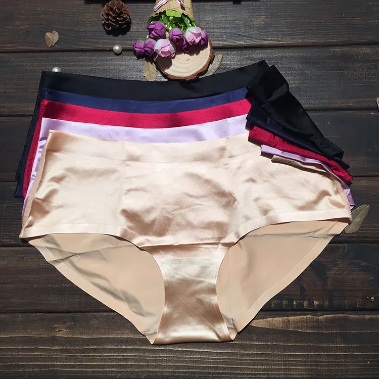 

8 colors Seamless Sexy Panties Women Underwear Ice Silk Briefs Transparent Shorts for Girls Ladies Nylon Underpants, Black;skin tone;purple;burgundy;sapphire;shrimp;silver ash;red
