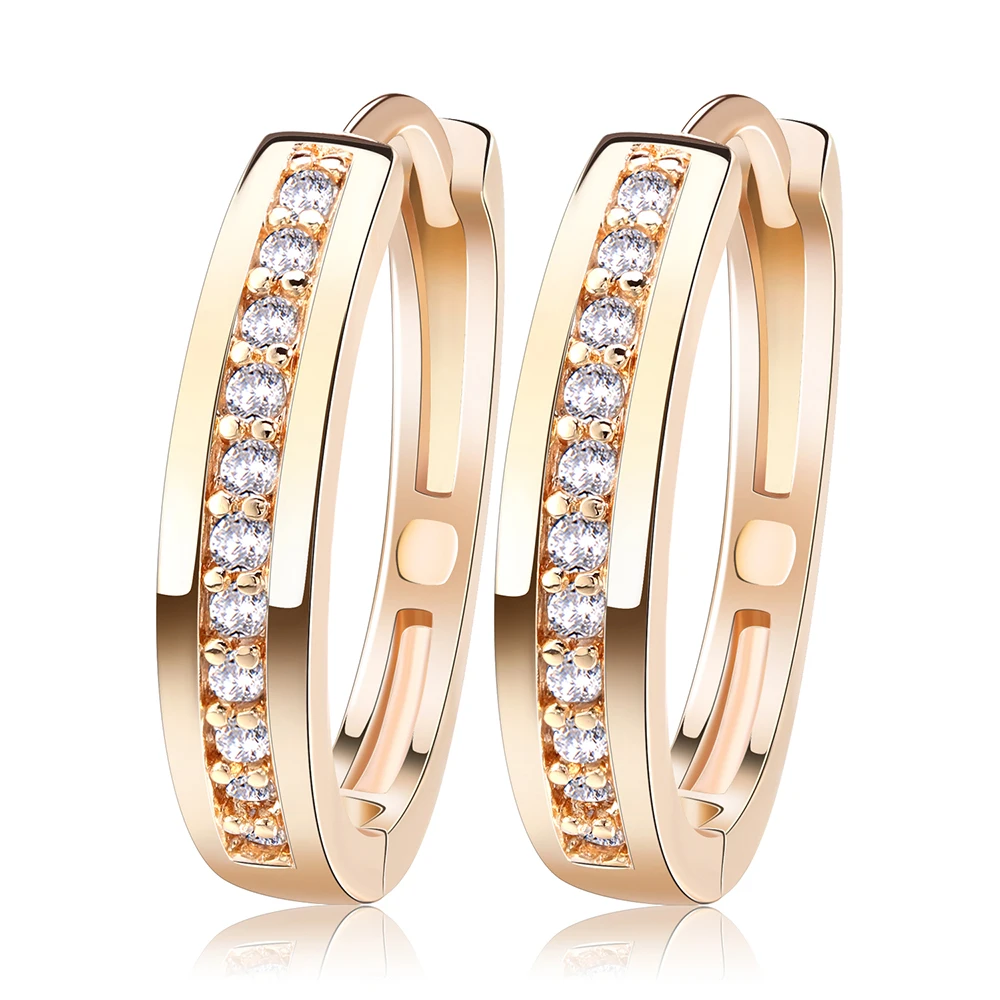 RINNTIN OME34 Women Jewelry Wholesale Factory Copper Cubic Zircon Hoop Earrings Jewelies