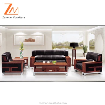 Clic Design Genuine Leather Business Sofa With Wooden Legs And Clic Design Genuine Leather Business Sofa With Wooden Legs And Arms