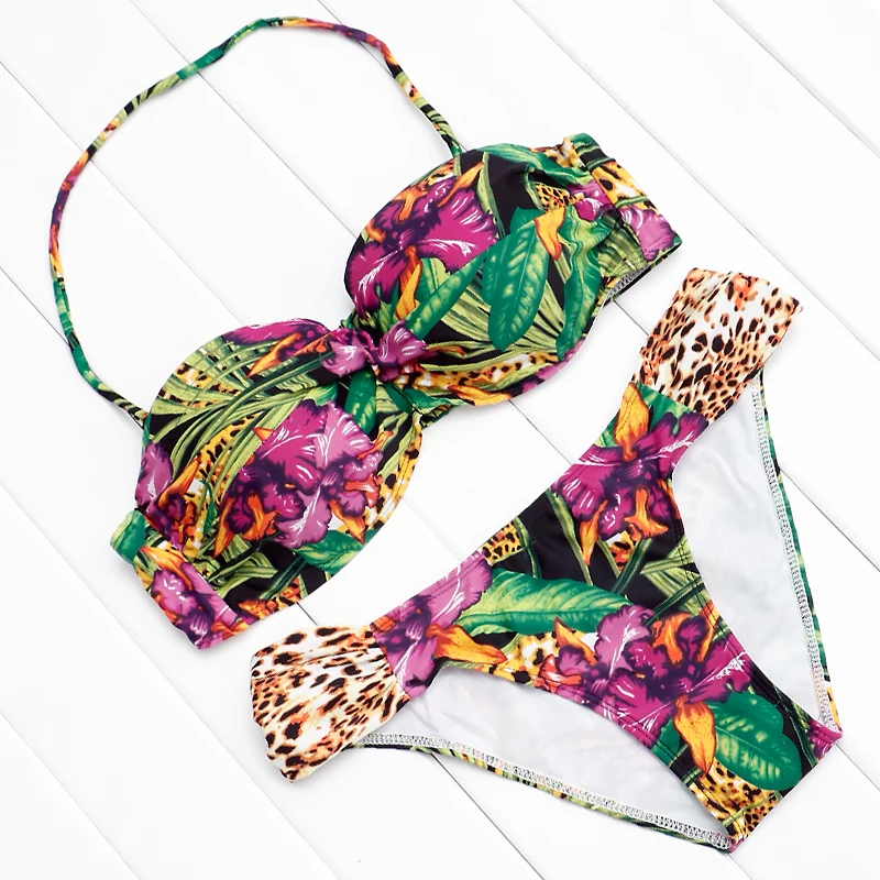 Factory Wholesale Bow Tie Custom Beach Halter Strap Flowers One Piece Swimwear Bikini Buy