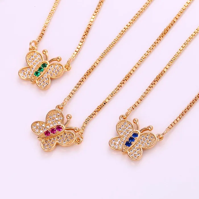 

classic design butterfly diamond 18K gold color chain jewelry necklace