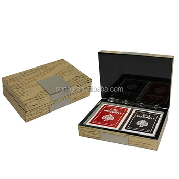 Two Decks Playing Card Set With Ice Burl Wooden Storage Box Two Decks Playing Card Set With Ice Burl Wooden Storage Box