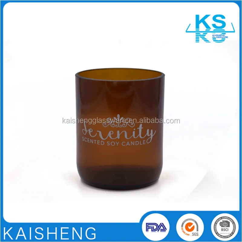
Wholesale recycled amber glass har with wooden top with OEM logo 