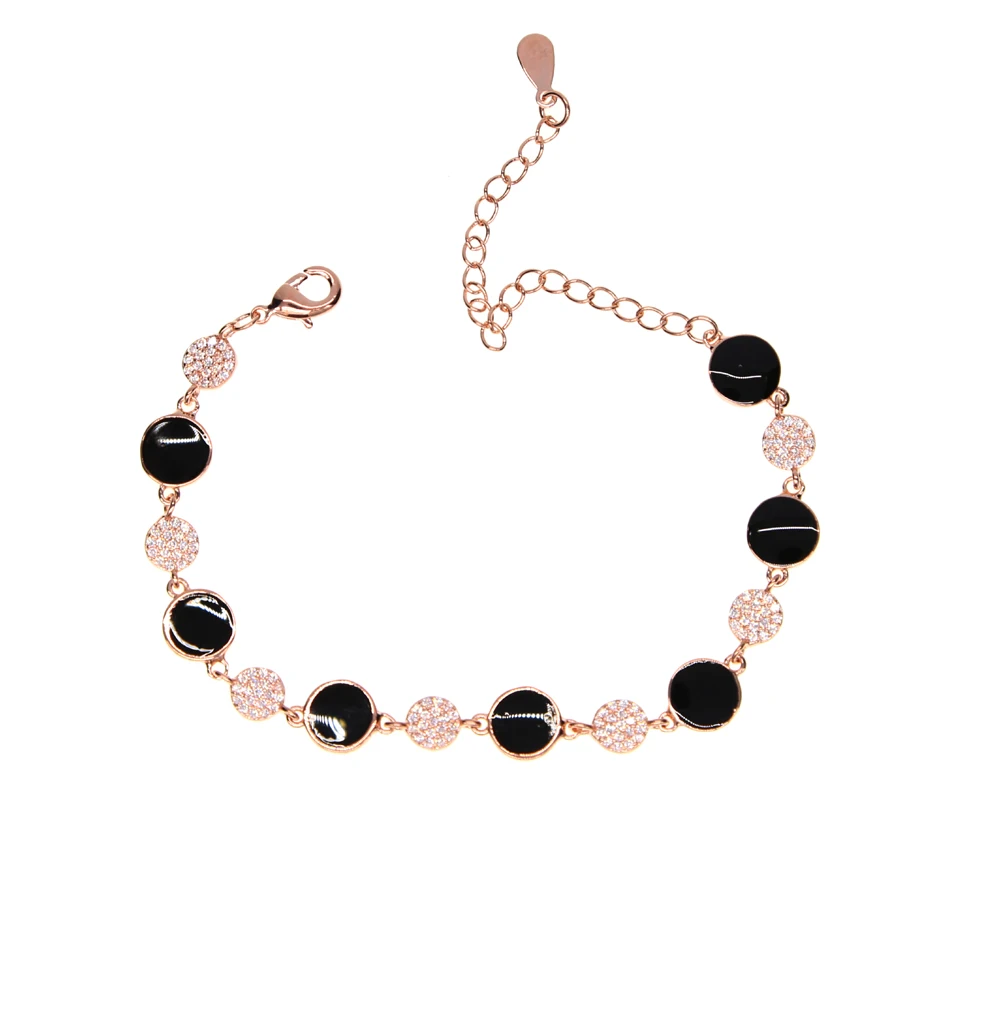 

2021 high quality 18k gold eye bead chain enamel bracelet for wedding