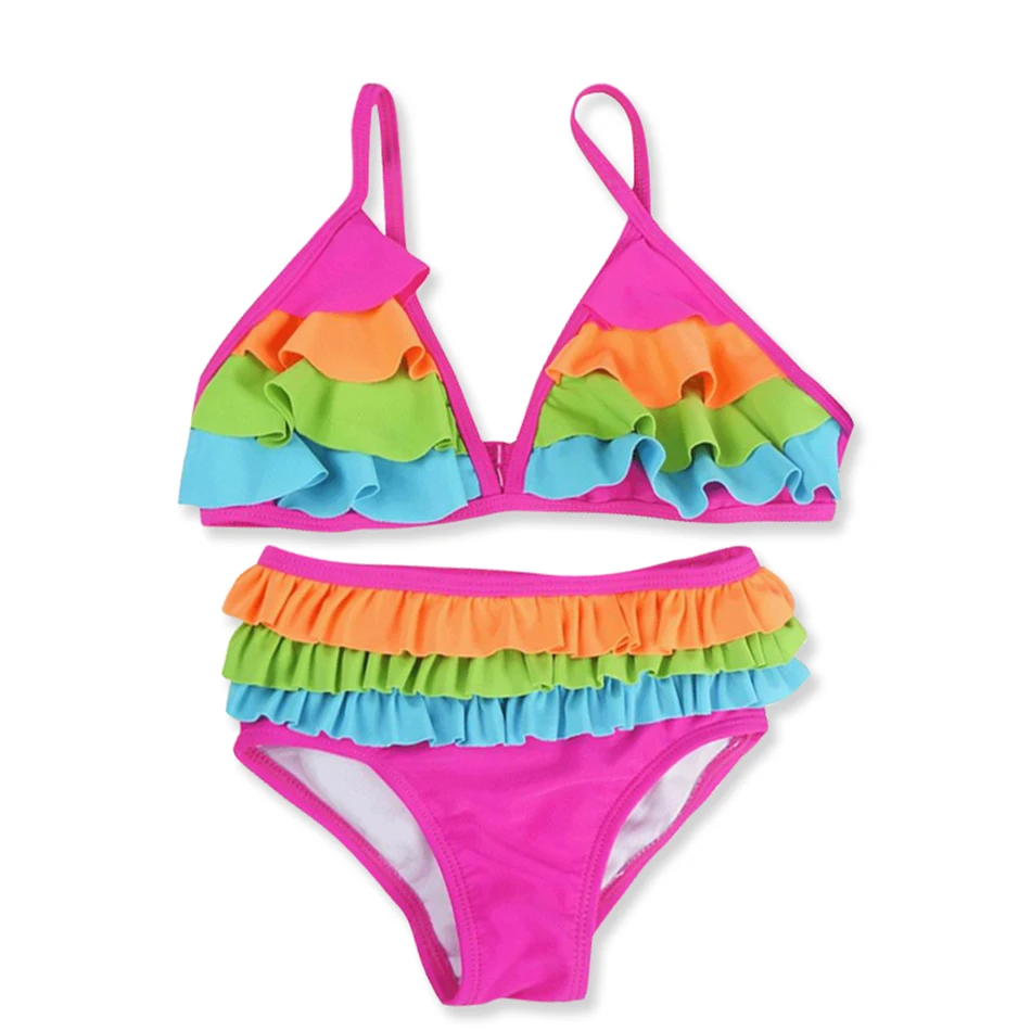 

Children Clothing Rainbow Design Swimming Bathing Two Pieces Kids Girl Bikini
