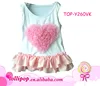 2016 Hot sale USA princess girl baby tank tops latest blouse designs print pink tulle rose heart girl singlet for Valentines day