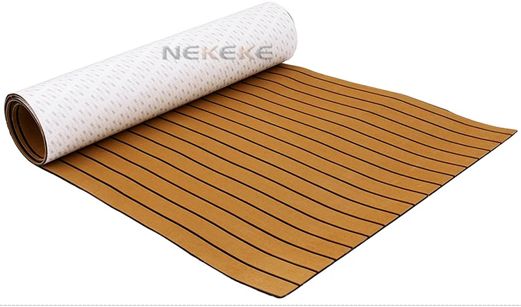 New Fashion Brown Boat Decking Sheet 94.5 X 35.4 Inch 6MM Thick Non-Skid EVA Foam Teak Decking Self-Adhesive Yacht Deck Pad mat
