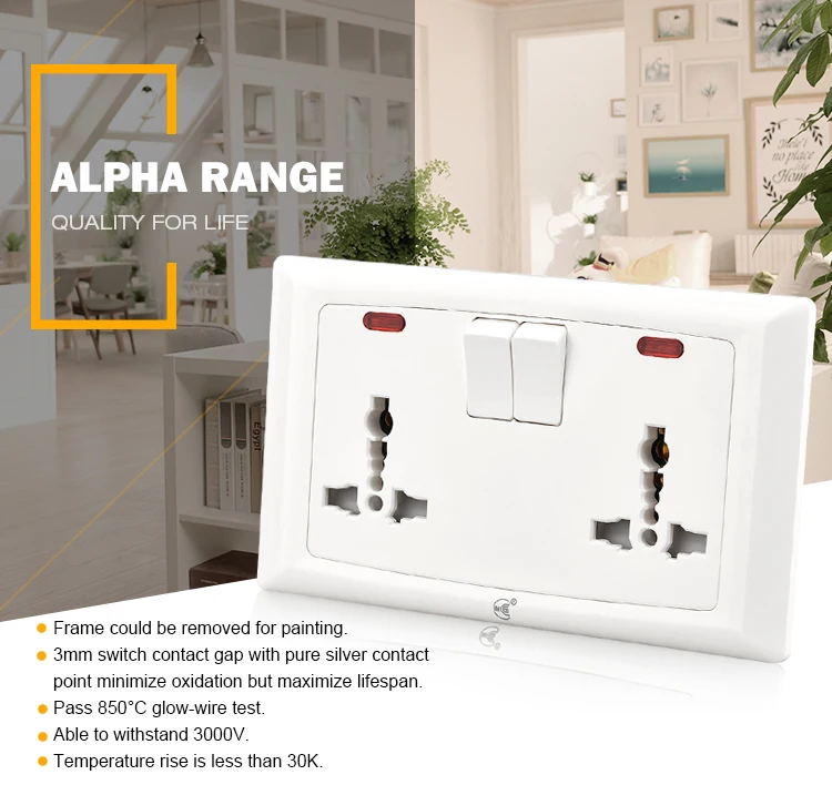 Multifunctional UK universal 13A wall switch socket outlet