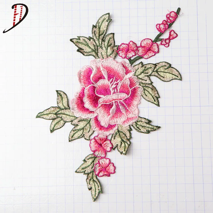 

Wholesale Custom 3D Flower Multic Color Rose Applique Embroidery Patches, Custom color