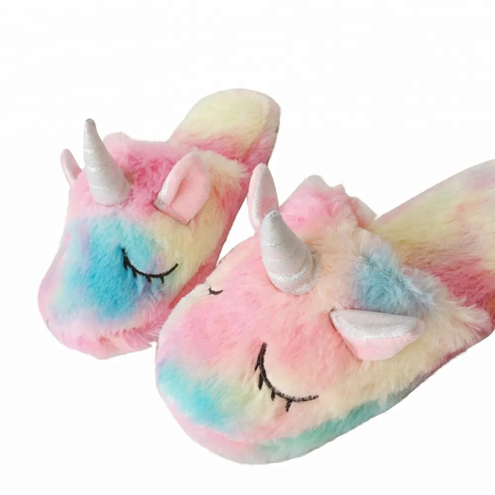unicorn plush slippers