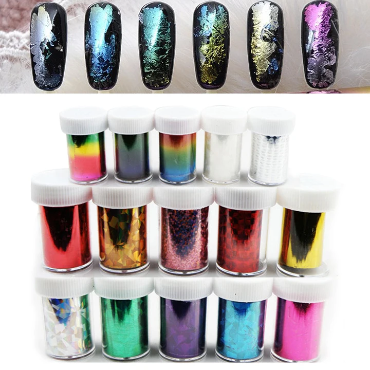 12pcs set Nail Art Transfer Foils Sticker Nail Polish Wrap Nail Tips Decorations Accessories