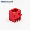 RJ45 Female Jack 90 Degree Connector Red 1 Port 8P8C Unshielded Without LED
