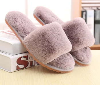 Women S Slide Slippers Soft Winter Faux Fur Spa Shoes Open Toe Indoor Bedroom House Flip Flops Buy Faux Fur Flip Flop Spa Shoes Slide Slipper