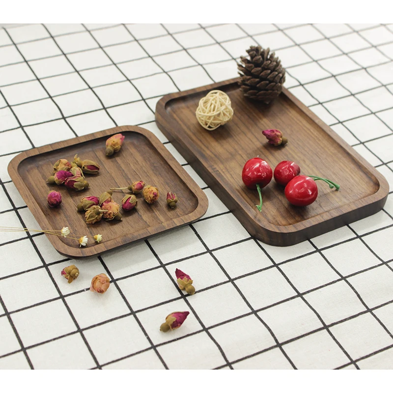 Solid Wood Personalized Black Walnut Valet Tray With Breakfast Caddy / Serving Tray / Tea Tray