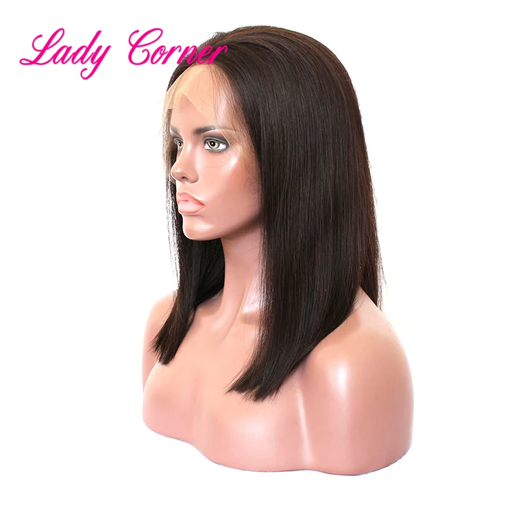 Malaysian Straight Bob Wig Human Hair Short Full Lace Front Wigs With Baby Hair 150% Density In Stock