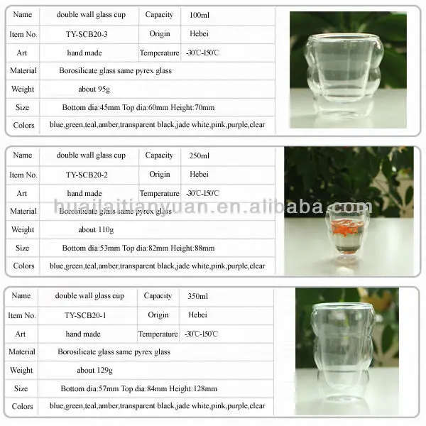 heat resistant hand made colored glass tea sets