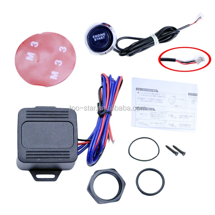 12V Ignition ENGINE Starter with RED LEDs UNIVERSAL Fit PUSH START BUTTON KIT 