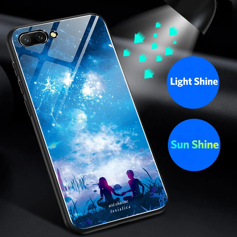 

Luminous Luxury Pattern Glass Back Case Cover for iPhone 8 7 Plus 6s XR XS Max
