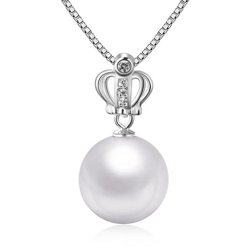 

100% 925 Sterling Silver Shell Pearl Pendant Charms Necklace