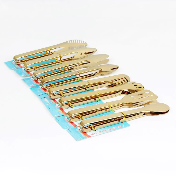 

Wholesale Gold Stainless Steel Food Serving Tongs Bread Tong