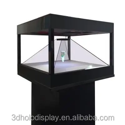 

360 Degree  3D Pyramid Hologram ,Holographic Display 3D Pyramid with LED Light, Black/white