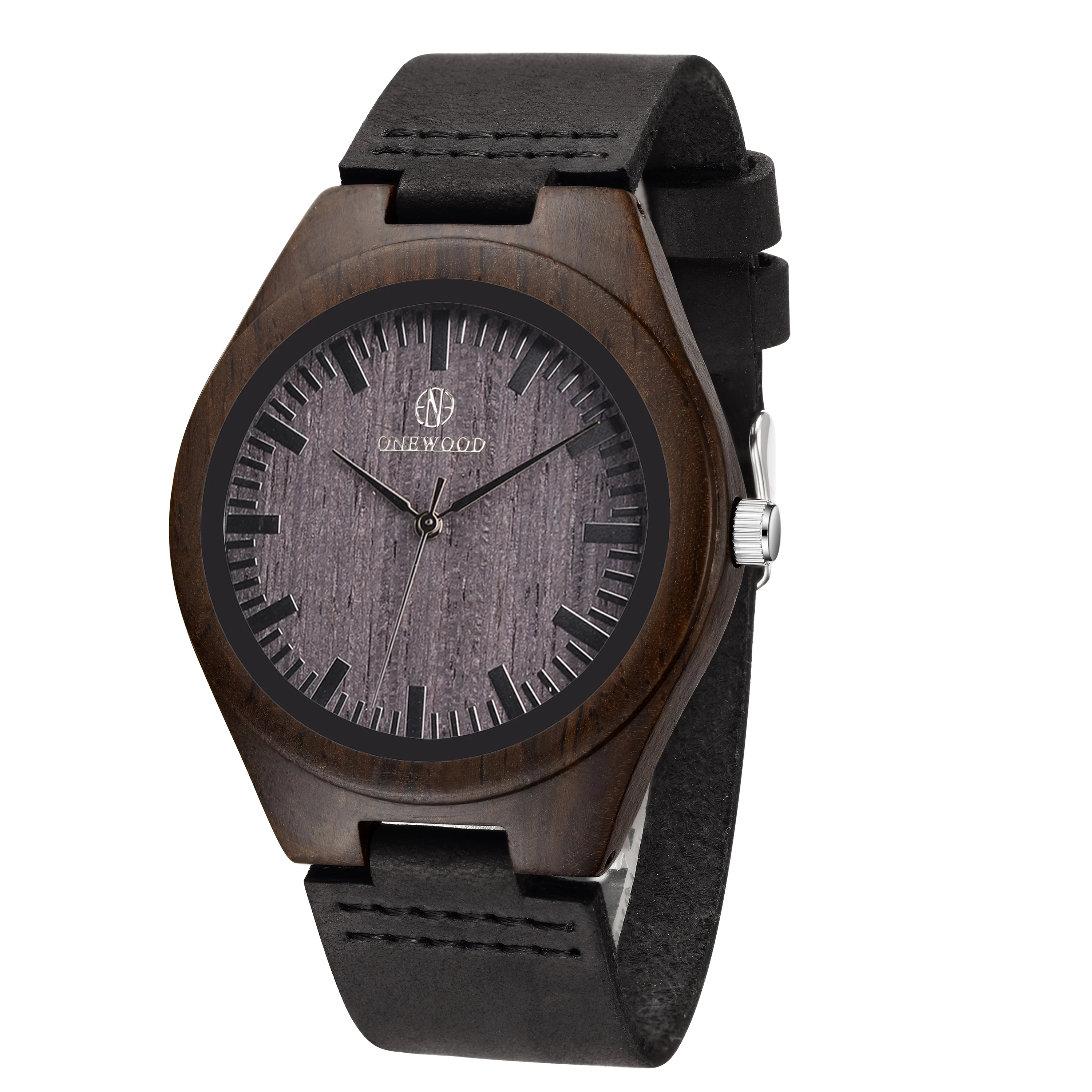 

Black Wood Watch  Sandalwood Wrist Watch Quartz Japan Movement Leather Strap Band Wristwatch Bamboo OEM Custom Logo Factory, N/a