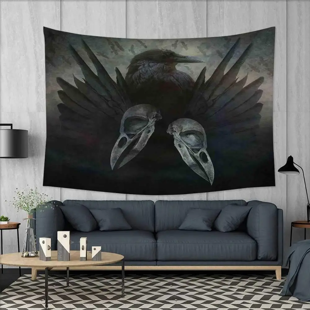 

Gothic Tapestry in Fantasy Style Spells Spirituality Pentagram Symbols and Candles Art Wall Decor