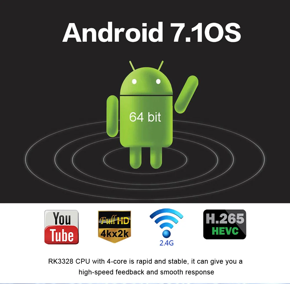 Android 7.1 TV Stick QINTAIX R33 Rockchip RK3328 S912 2G 16G Mini PC 64bit Octa-core tv dongle for android smart tv box