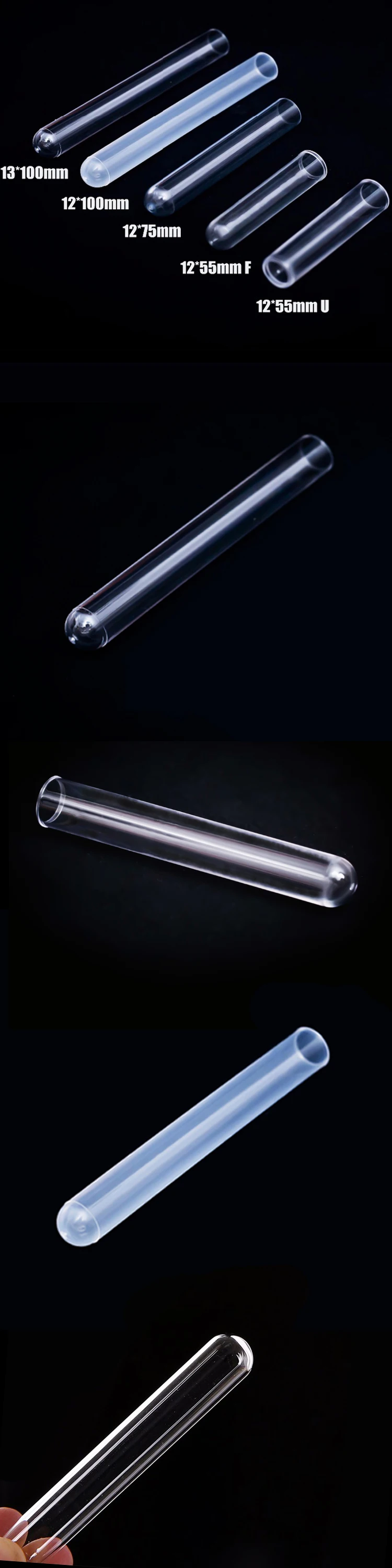 Factory direct custom quality clear round bottom plastic 12x75 test tube
