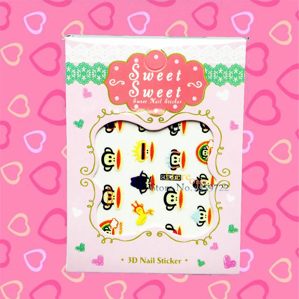 1PC Japanese Harajuku Nail Stickers Cartoon Monkey Design 3D Nail Decals Decoration HCML 018 3D Nail