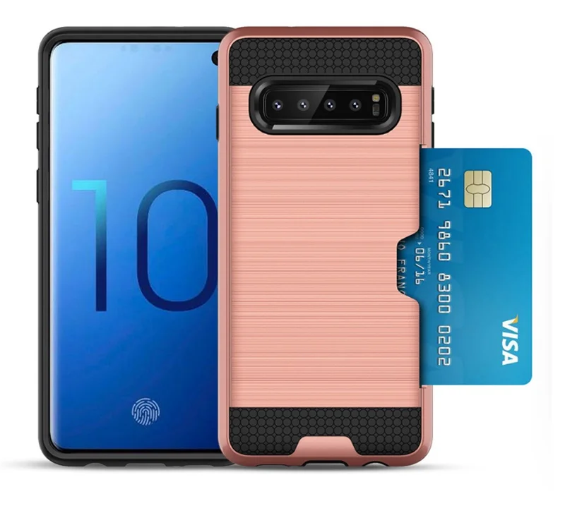 

Dual layers hybrid brushed phone case for Samsung galaxy S10 S10 plus case with card holder