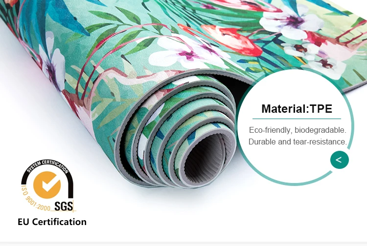 High grade private custom comfortable  non slip anti-tear  UV printing tpe eco-friendly yoga mat