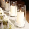 glass hurricane cylinder votive candle holder/glass table vases for wedding/cheap glass round cylinder vase container
