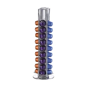 Image of 40 Coffee Pods Capacity Chrome Wire Rotating Nespresso espresso Coffee Pods Capsule Holder