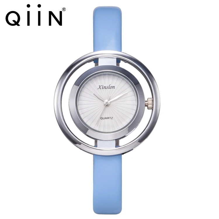 

2017 New Arrival Ultra Light Double Case Lady Watch with Slim Leather Strap 1507