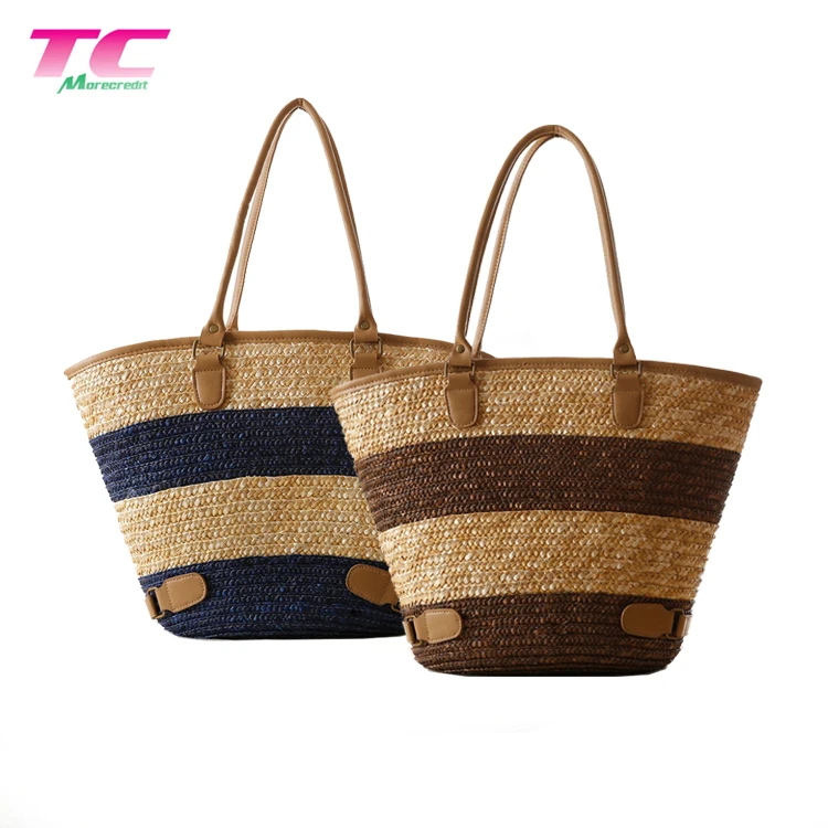 straw tote bag with zipper