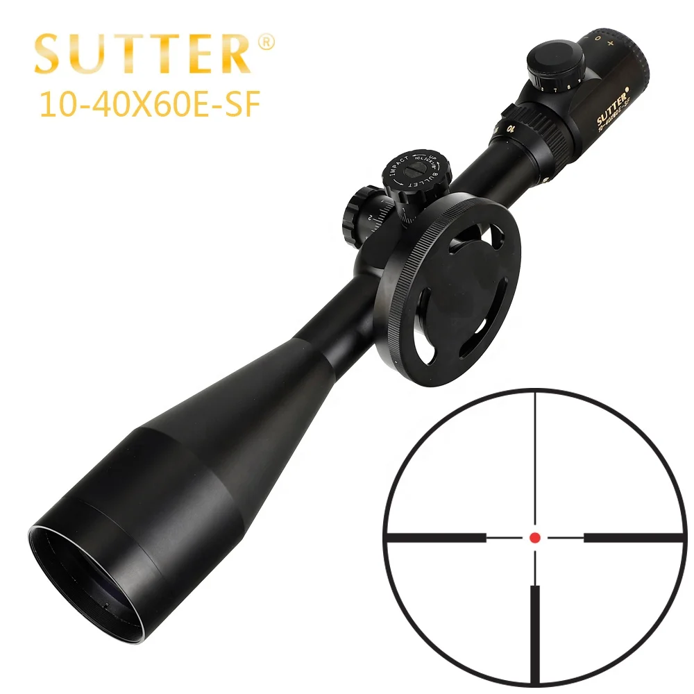 

SUTTER 10-40X60 E-SF Hunting Tactical Riflescope Glass Etched Reticle Red Illuminated Large Hand Side Focus Wheel Rifle Scope, Black