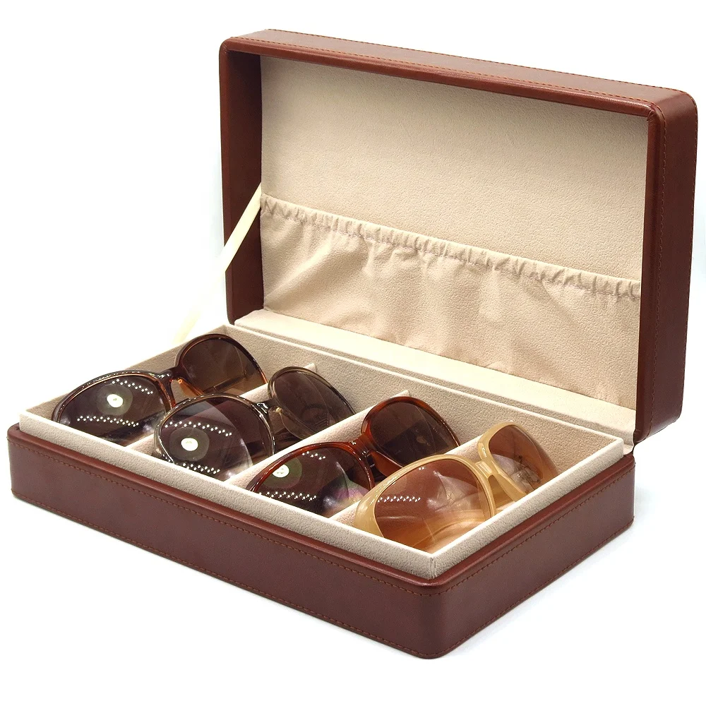 

Leather Eyeglass Spectacle Frame Eyewear Tray Glasses Display Box Sunglasses Storage Box, Brown