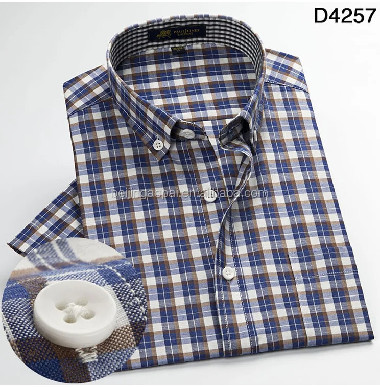 

Support custom fashion100% cotton casual men check half sleeve shirts, Custom-made