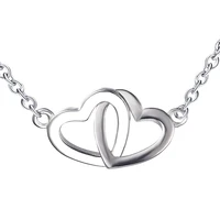 

Double heart pendant necklace sterling silver jewelry