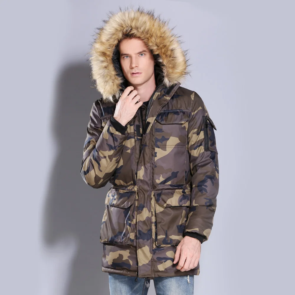 camo jacket with fur hood mens