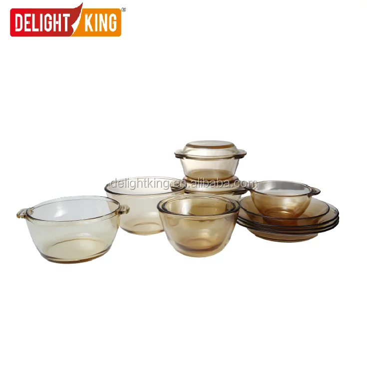 
Special amber color good quality glass kitchen cookware casserole with handle 