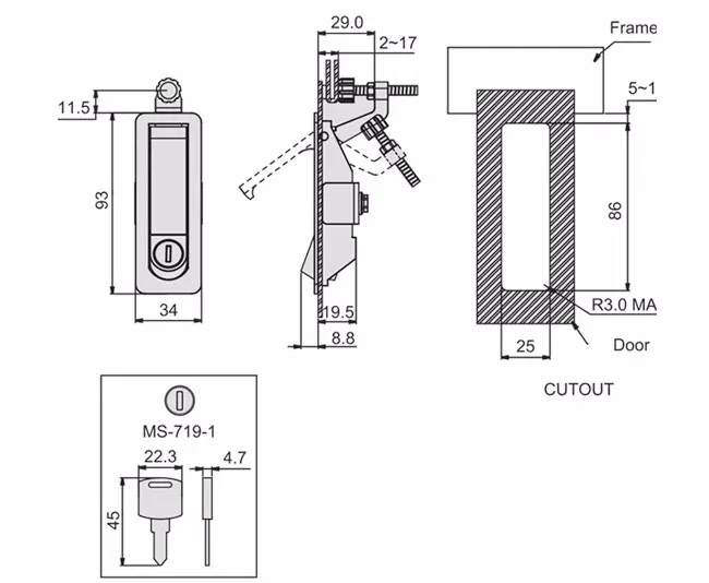 Fs2183/ms6061 Southco C233413 Or C232413 Compression Flush Latch