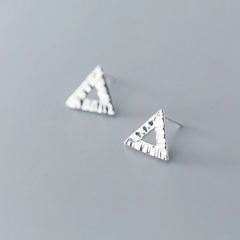 

Geometric Twist Female/Girl Triangle Stud Earrings For Women 925 Silver Jewelry