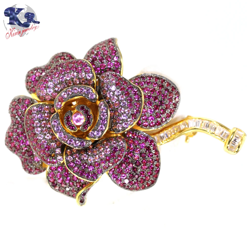 Hot selling very popular gold plated silver flower brooch