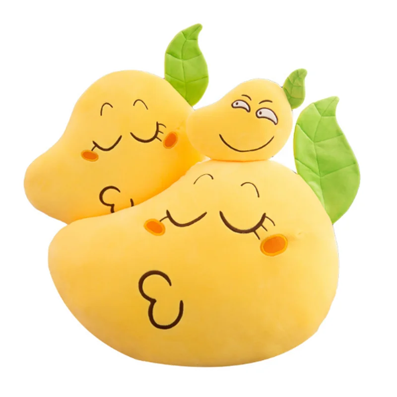 

Factory customized mango plush toy pillow cushion animated soft cute plush fruit toys mango, Yellow